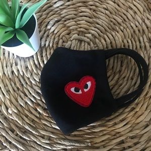 Face Mask w/ Embroidered Patch in Black